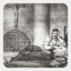 Pegatina Cuadrada Miguel de Cervantes Saavedra