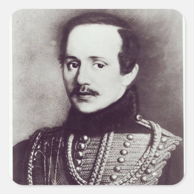 Pegatina Cuadrada Mikhail Yuryevich Lermontov (Anverso)