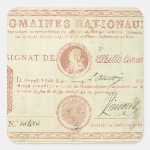 Pegatina Cuadrada Mil billetes de banco del livre con Louis XVI