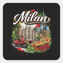 Pegatina Cuadrada Milan