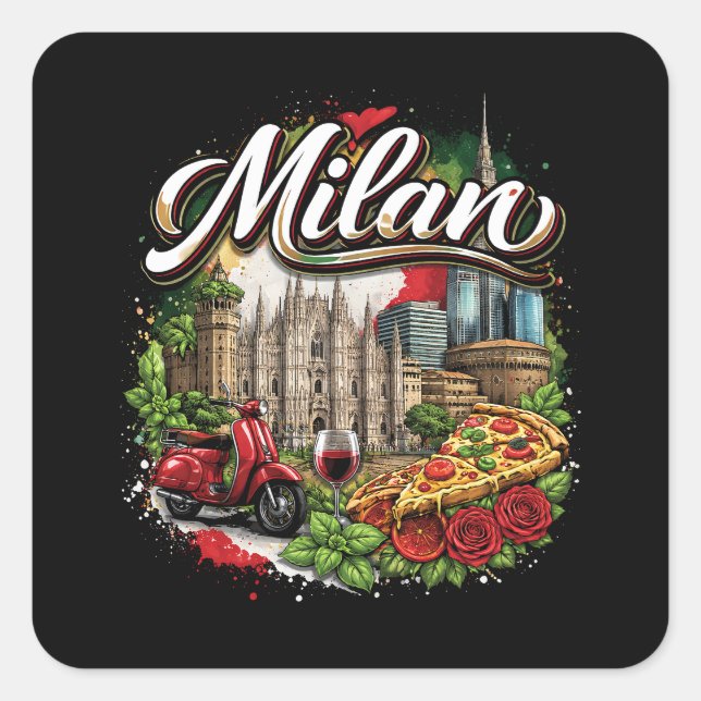 Pegatina Cuadrada Milan (Anverso)