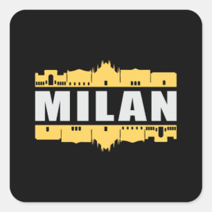 Pegatina Cuadrada Milán Italia City Skyline Cityscape Funny Gift