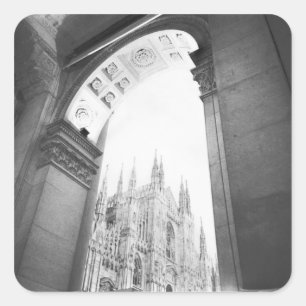 Pegatina Cuadrada Milán Italia, Galería Vista del Duomo