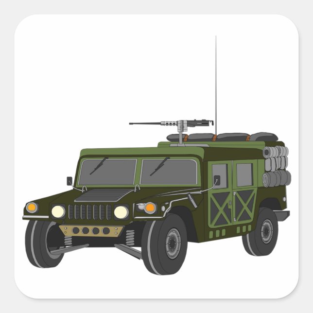 Pegatina Cuadrada Military Humvee Off-Road Tactical Vehicle (Anverso)