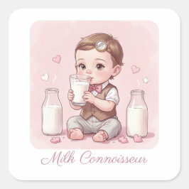 Pegatina Cuadrada Milk Connoisseur Baby Boy Print Nursery
