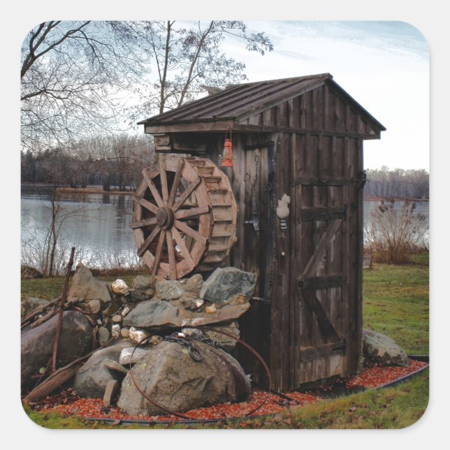 Pegatina Cuadrada Milling sobre el viejo faro (Anverso)