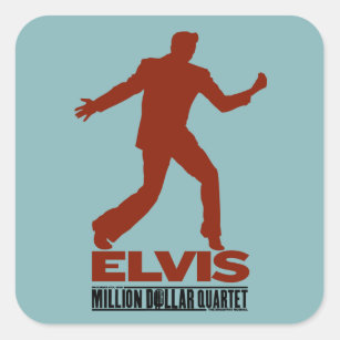 Pegatina Cuadrada Millón de cuartetos Elvis del dólar