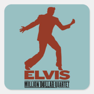 Pegatina Cuadrada Millón de cuartetos Elvis del dólar