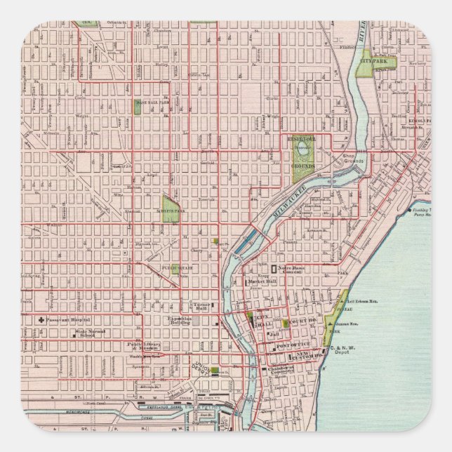 Pegatina Cuadrada Milwaukee 2 (Anverso)