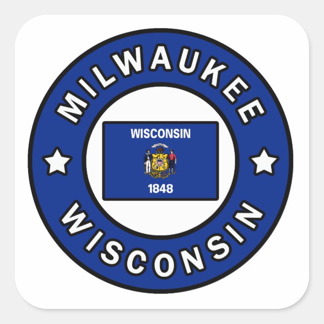 Pegatina Cuadrada Milwaukee Wisconsin (Anverso)
