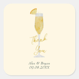 Pegatina Cuadrada Mimosa Brunch Cocktail Glass Wedding Favor