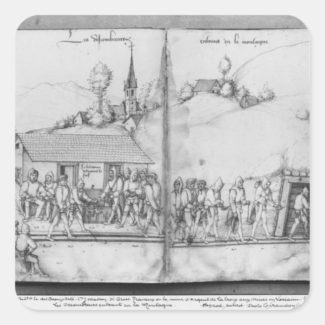 Pegatina Cuadrada Mina de plata de La Croix-aux-Mines, Lorena 2 (Anverso)