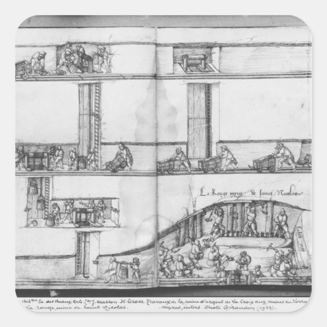 Pegatina Cuadrada Mina de plata de La Croix-aux-Mines, Lorena 2 (Anverso)