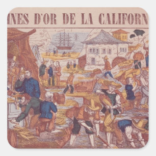Pegatina Cuadrada Minas de oro de California