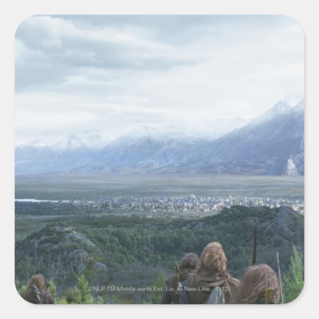 Pegatina Cuadrada Minas Tirith in View (Anverso)