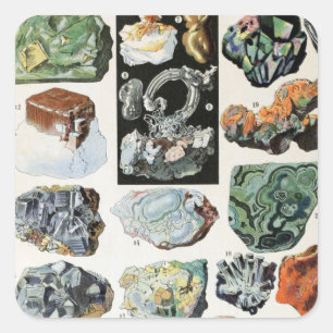 Pegatina Cuadrada Minerales de época rompen geología