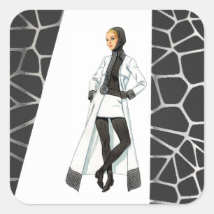 Pegatina Cuadrada Mini Camisas blancas y negras de mediados de siglo