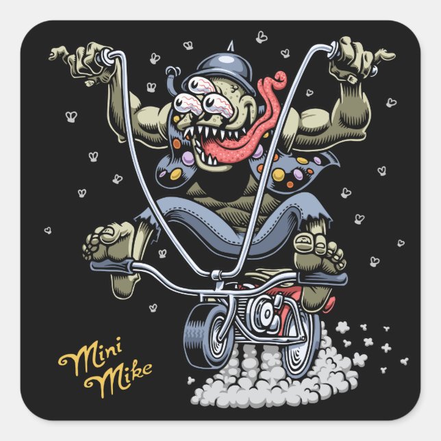 Pegatina Cuadrada Mini Mike (Anverso)