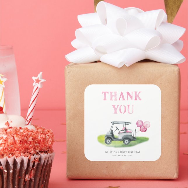 Pegatina Cuadrada Mini regalo de golf (Fiesta)