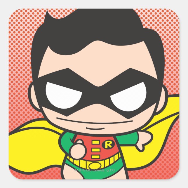 Pegatina Cuadrada Mini Robin (Anverso)