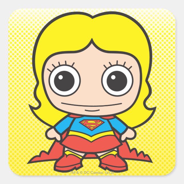 Pegatina Cuadrada Mini Supergirl (Anverso)