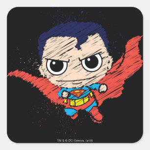 Pegatina Cuadrada Mini Superman Sketch