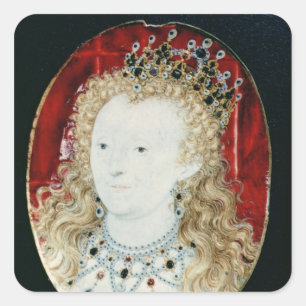 Pegatina Cuadrada Miniatura de la reina Elizabeth I