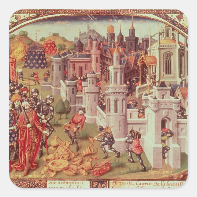 Pegatina Cuadrada Miniatura iluminada a partir de un universal (Anverso)