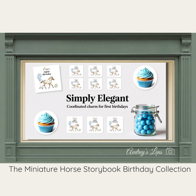 Pegatina Cuadrada Miniature Horse Storybook 1st Birthday Stickers (Subido por el creador)