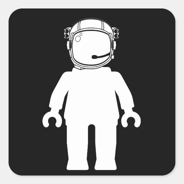 Pegatina Cuadrada Minifig de astronauta estilo banksy (Anverso)