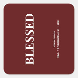 Pegatina Cuadrada Minimal BLESSED | Deep Red Holiday