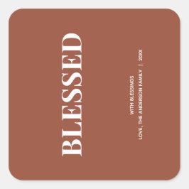 Pegatina Cuadrada Minimal BLESSED | Terracotta Navideña