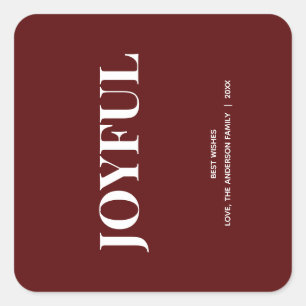 Pegatina Cuadrada Minimal JOYFUL   Deep Red Holiday