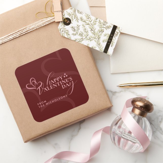 Pegatina Cuadrada Minimal Modern Elegant Typography Valentine's Day (Regalar)