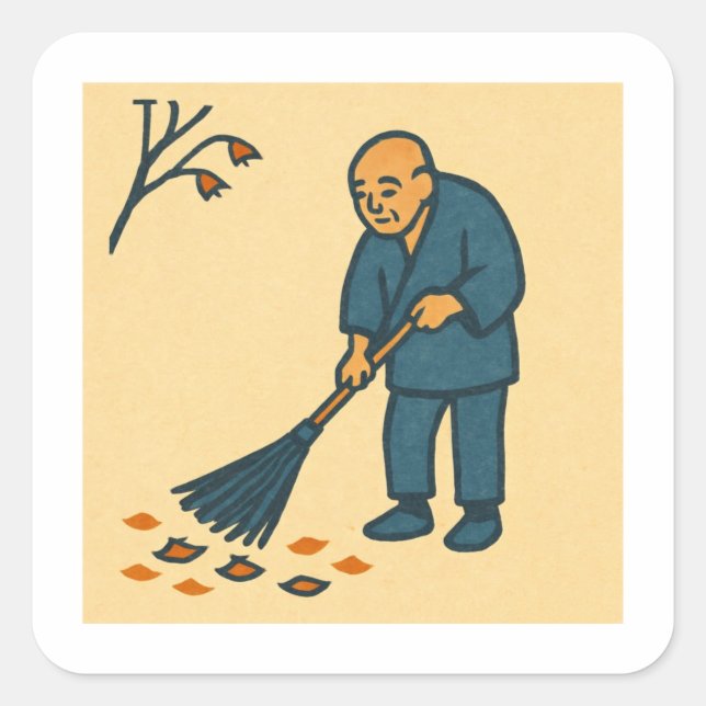 Pegatina Cuadrada Minimal Moments of Daily Life (Anverso)