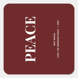 Pegatina Cuadrada Minimal PAZ   Deep Red Holiday