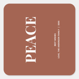 Pegatina Cuadrada Minimal PEACE | Terracotta de vacaciones