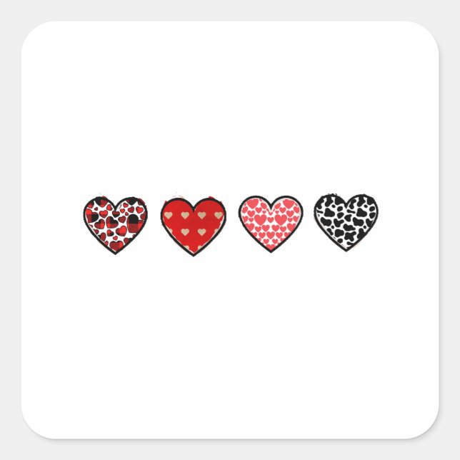 Pegatina Cuadrada minimal valentine hearts / “cute love pattern” (Anverso)