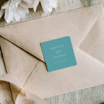 Pegatina Cuadrada Minimalist Aqua Wedding Seals Modern Calligraphy<br><div class="desc">Our wedding envelope seals feature elegant modern calligraphy and the popular robin's egg blue tone for a minimal,  clean and simple style.</div>