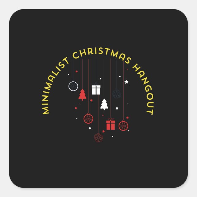 Pegatina Cuadrada 'Minimalist Christmas Hangout (Anverso)