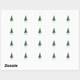 Pegatina Cuadrada Minimalist Christmas Pine Tree Stickers – Holiday 