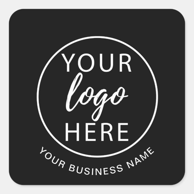 Pegatina Cuadrada Minimalist Custom Business Logo (Anverso)