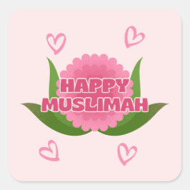 Pegatina Cuadrada Minimalist Happy Muslimah Sticker