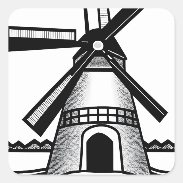 Pegatina Cuadrada Minimalist Netherlands windmill   (Anverso)
