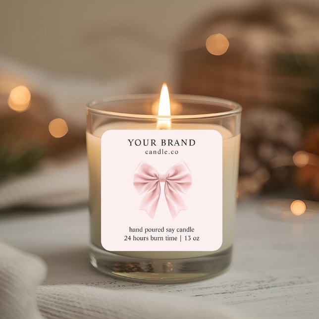 Pegatina Cuadrada Minimalist Pink Bow Candle (Subido por el creador)