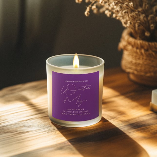 Pegatina Cuadrada Minimalist Purple Candle Product Label (Subido por el creador)