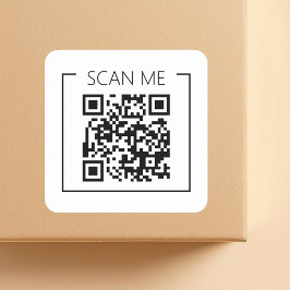 Pegatina Cuadrada Minimalist QR Code Scan Me Business