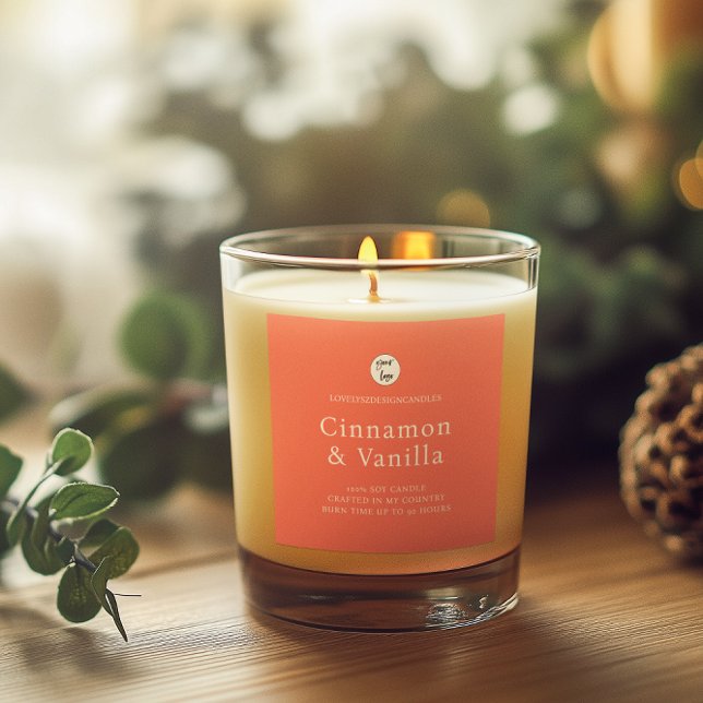 Pegatina Cuadrada Minimalist Salmon Candle Product Label (Subido por el creador)