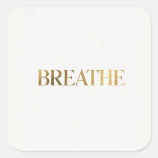 Pegatina Cuadrada Minimalist typography with gold word breathe