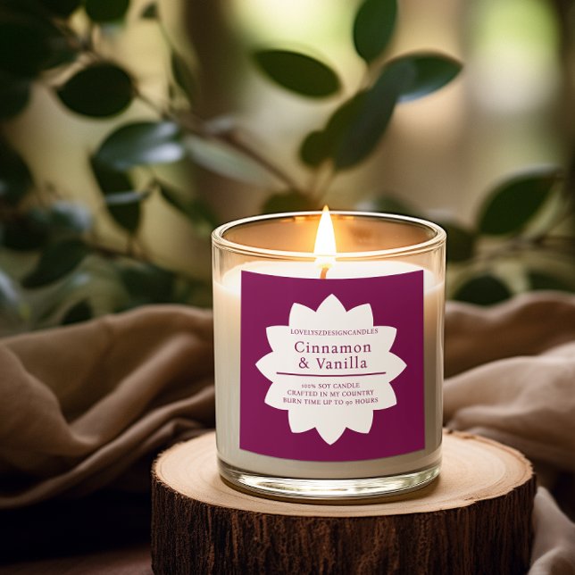 Pegatina Cuadrada Minimalist Wine Red Candle Product Label (Subido por el creador)